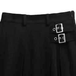 LISTEN FLAVOR Layered-Style Pleated Skirt w/ Chain