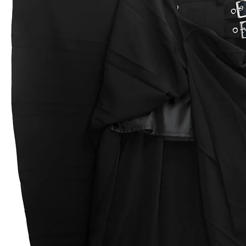 LISTEN FLAVOR Layered-Style Pleated Skirt w/ Chain