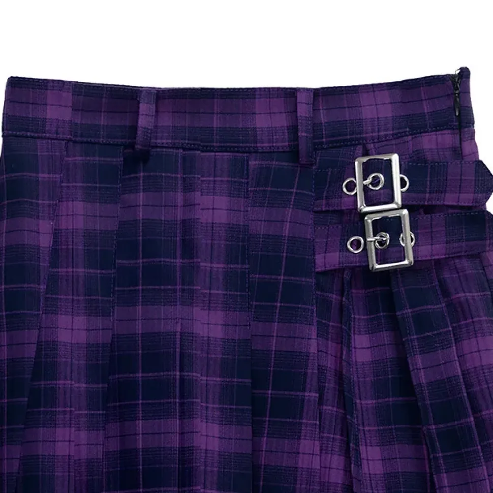 LISTEN FLAVOR Layered-Style Pleated Skirt w/ Chain