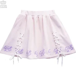 LISTEN FLAVOR Love Heart Lace-Up Circular Skirt