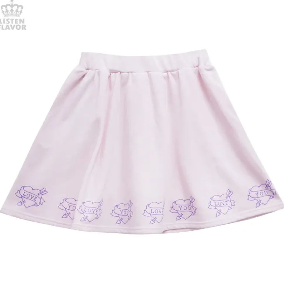 LISTEN FLAVOR Love Heart Lace-Up Circular Skirt