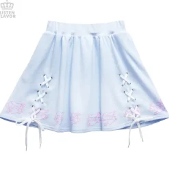 LISTEN FLAVOR Love Heart Lace-Up Circular Skirt