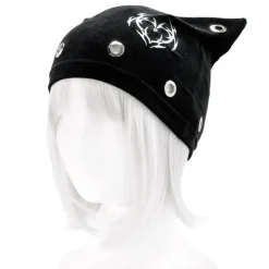 LISTEN FLAVOR Metal Heart Nekomimi Velour Cap Black