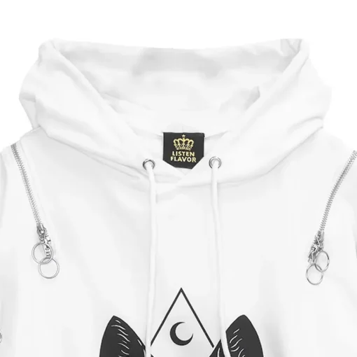 LISTEN FLAVOR Mystery Cat Zip Design Hoodie