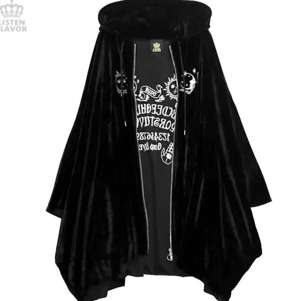 LISTEN FLAVOR Ouija Board Velour Hooded Poncho