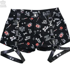 LISTEN FLAVOR Patterned Shorts w/ Garter Belt