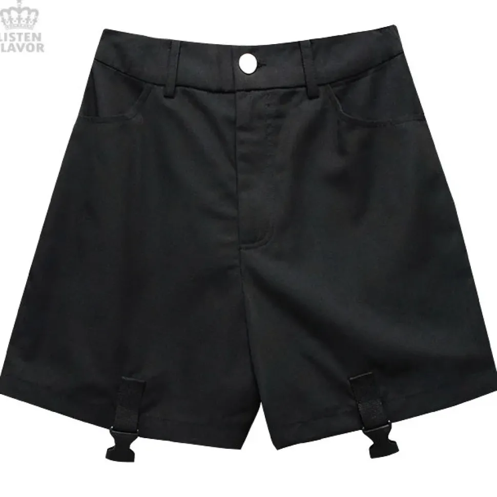 LISTEN FLAVOR Plastic Buckle Hollowed Out Detachable Pants