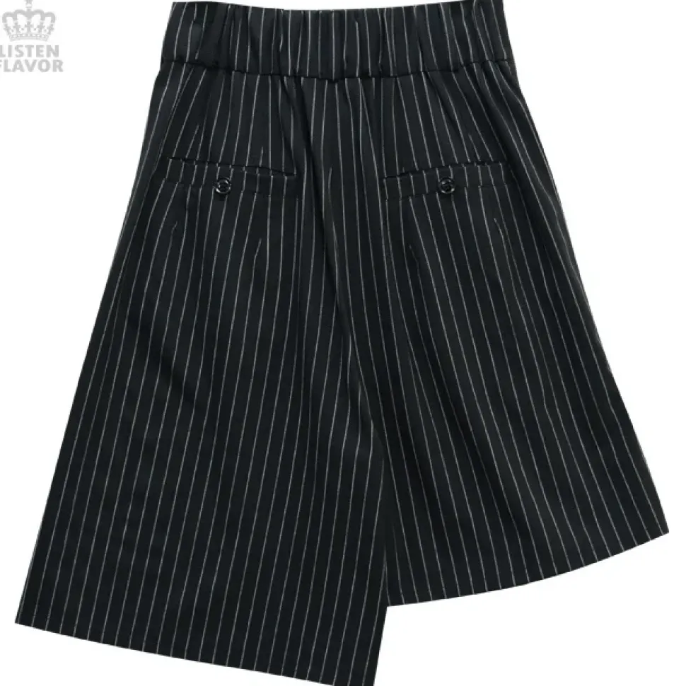 LISTEN FLAVOR Pleated Asymmetrical Gaucho Pants w/ Flap