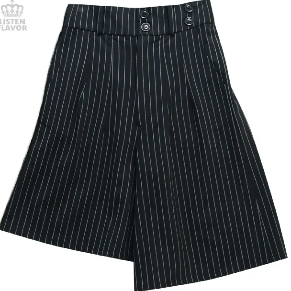 LISTEN FLAVOR Pleated Asymmetrical Gaucho Pants w/ Flap