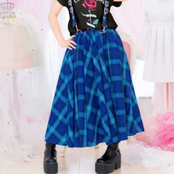 LISTEN FLAVOR Pleated Maxi Skirt w/ Shoulder Straps