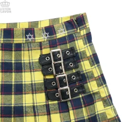 LISTEN FLAVOR Pleated Plaid Skirt w/ Side Belts