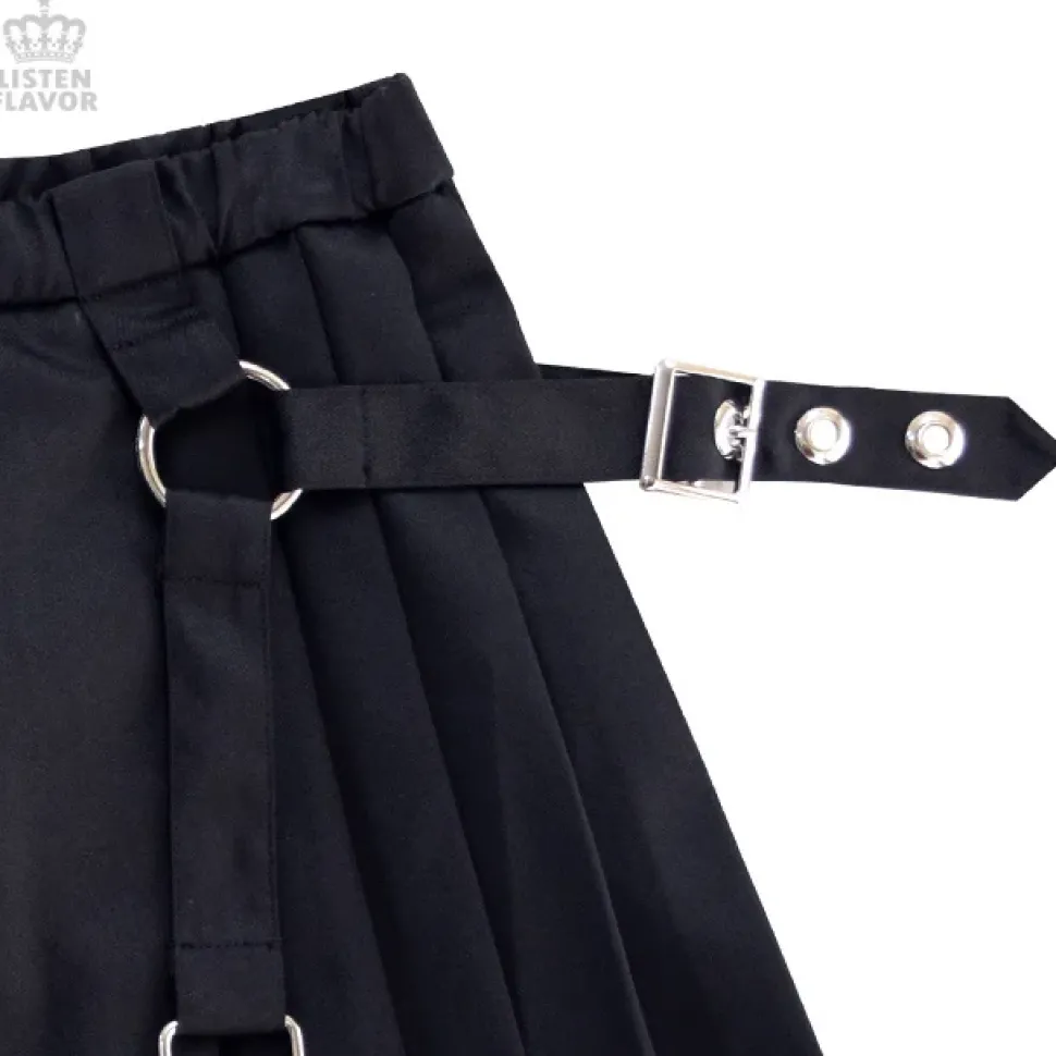 LISTEN FLAVOR Pleated Skirt w/ Side Belts