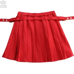 LISTEN FLAVOR Pleated Skirt w/ Side Belts