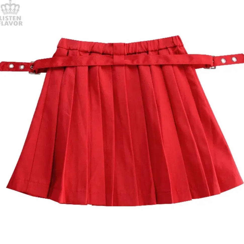 LISTEN FLAVOR Pleated Skirt w/ Side Belts