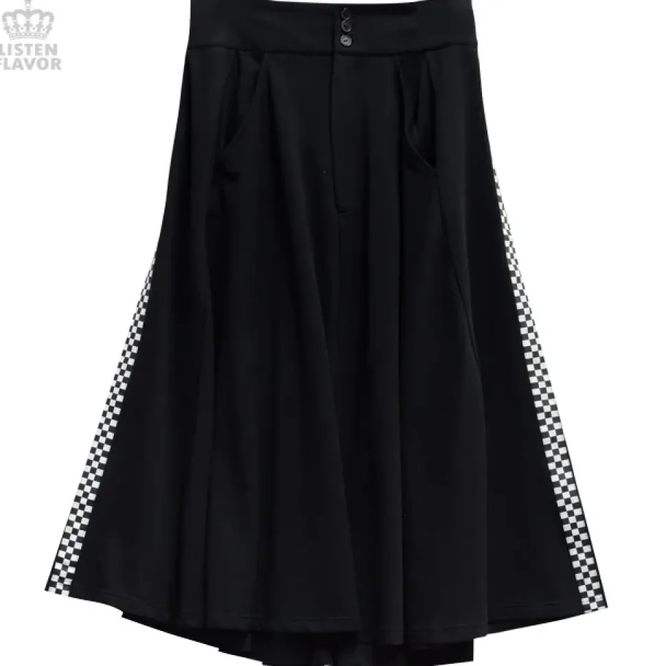 LISTEN FLAVOR Side Chekered Super Wide Skirt