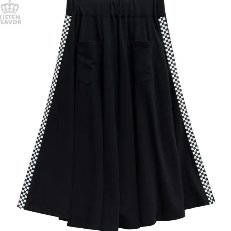 LISTEN FLAVOR Side Chekered Super Wide Skirt