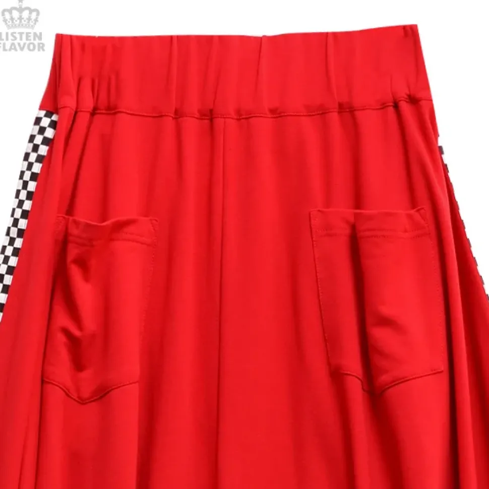 LISTEN FLAVOR Side Chekered Super Wide Skirt