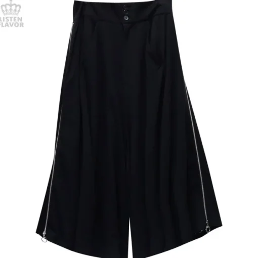LISTEN FLAVOR Side Zip Checkered Super Wide Pants