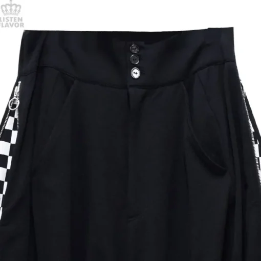 LISTEN FLAVOR Side Zip Checkered Super Wide Pants