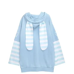 LISTEN FLAVOR Usamimi Stripe Layered Style Hoodie