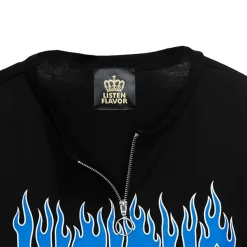 LISTEN FLAVOR Vicious Fire Eyelet Sleeve Short Top