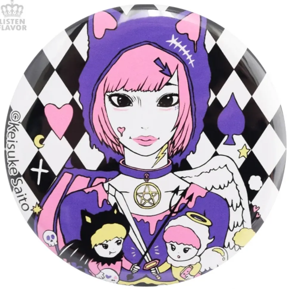 LISTEN FLAVOR x Keisuke Saito Devil & Angel Collab Pin Badge