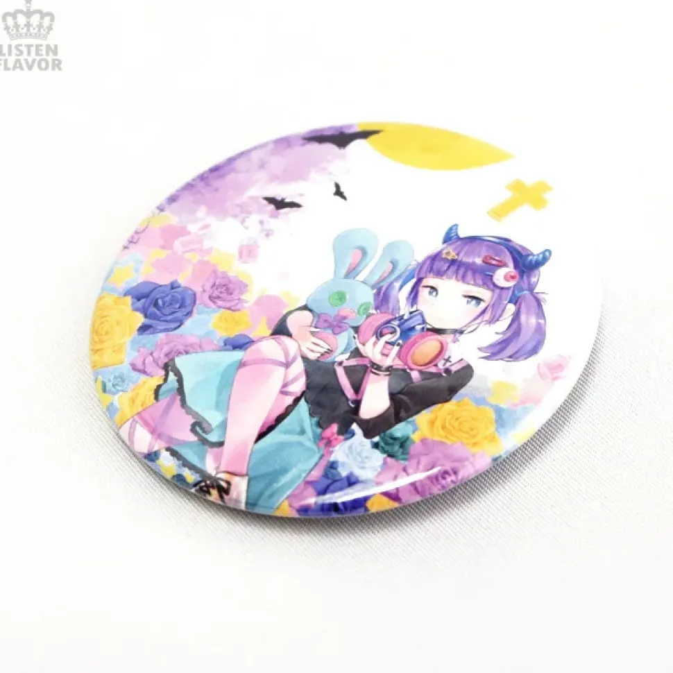 LISTEN FLAVOR x Tatsumi Tsurushima Moonlit Roses Punk Girl Collab Pin Badge