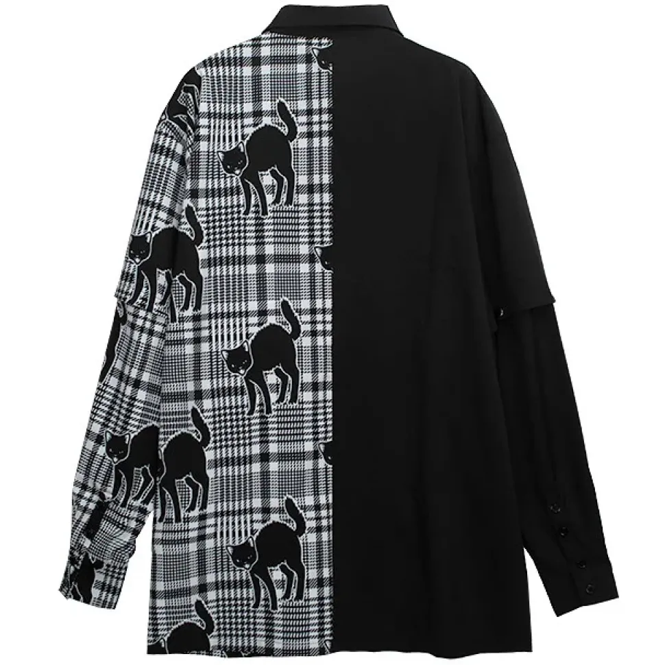 LISTEN FLAVOR Yannoka Step Black Cat 2-Way Shirt