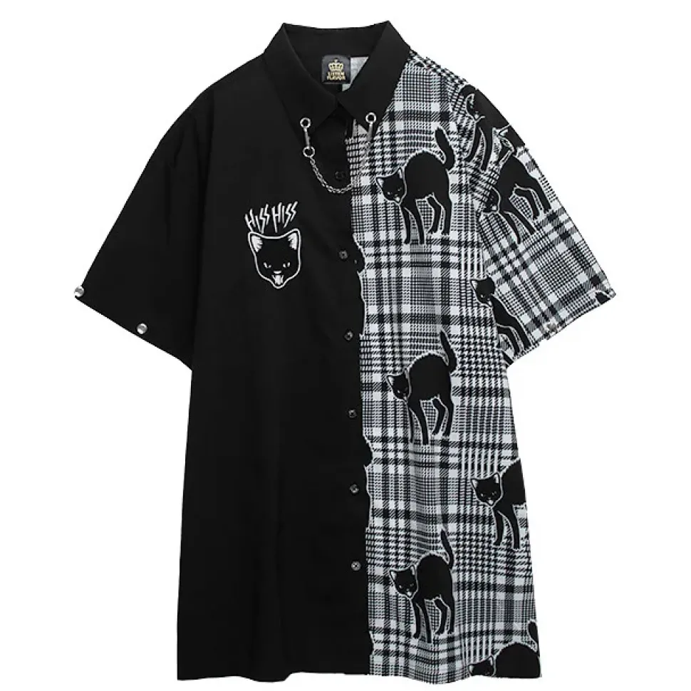 LISTEN FLAVOR Yannoka Step Black Cat 2-Way Shirt