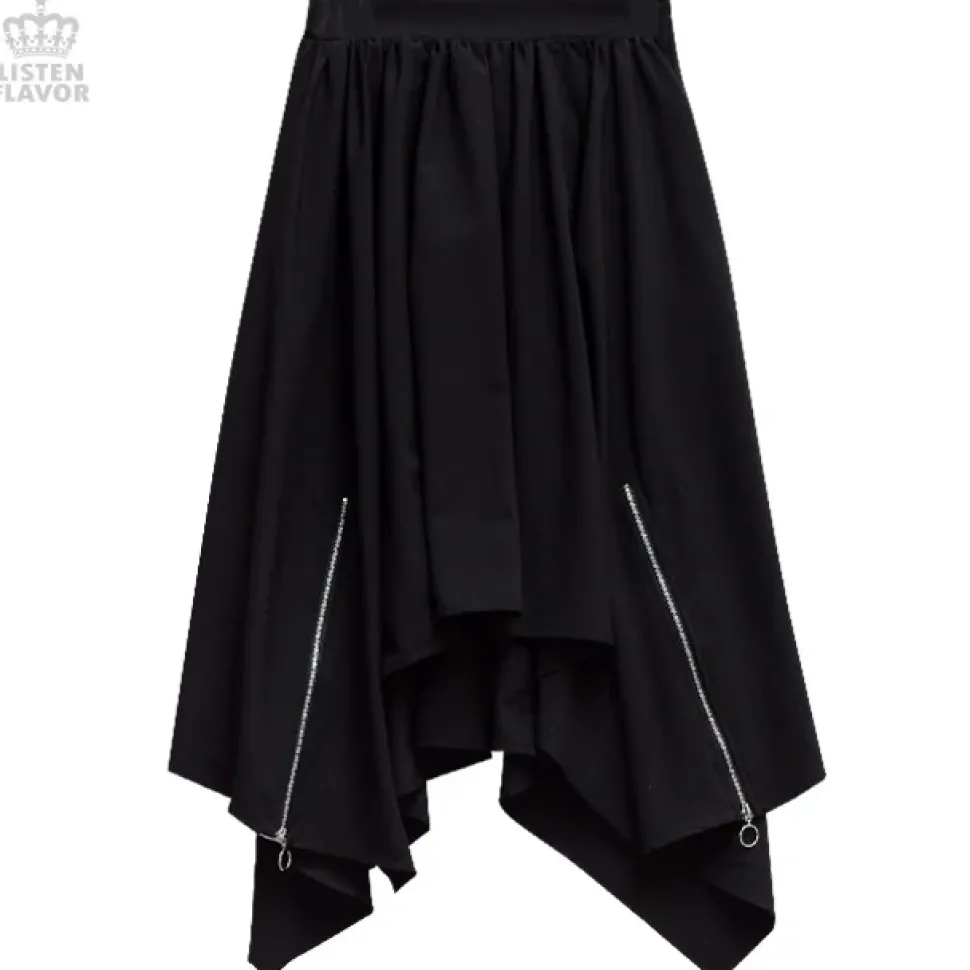 LISTEN FLAVOR Zip Detail Hemline Skirt