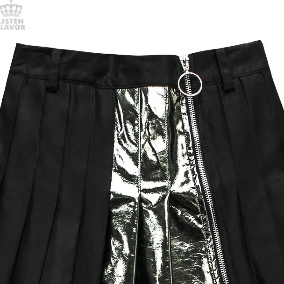 LISTEN FLAVOR Zip Pleated Skirt