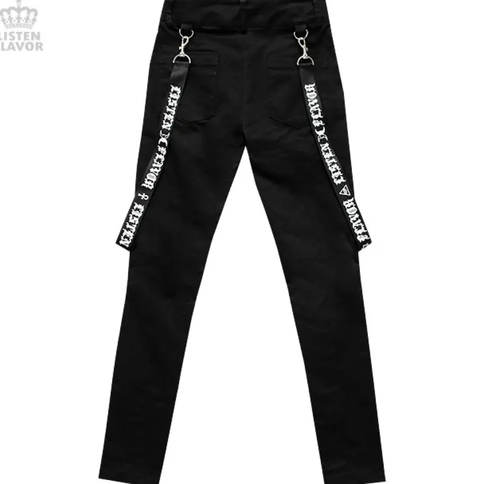 LISTEN FLAVOR Zip Skinny Pants w/ Suspenders