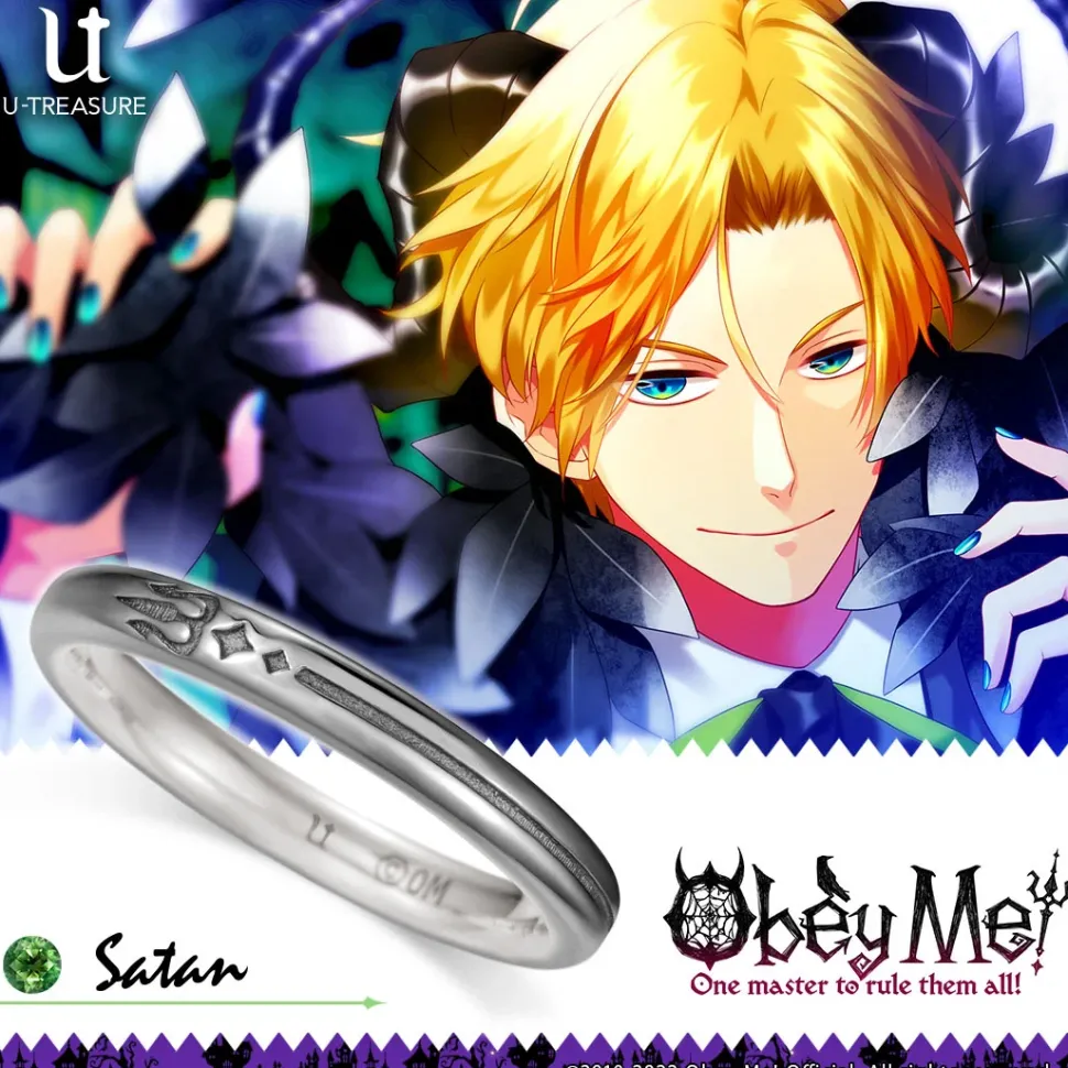 Obey Me! Satan Black-Coated Silver Ring