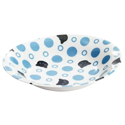 Polka Dots & Cats Mino Ware Curry Plate Set