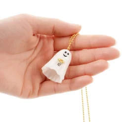 Q-pot. Petit Ghost Sheets Necklace / Black Bat Charm / Jack-o-lantern Charm Set