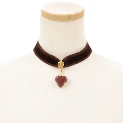 Q-pot. Velvet Ribbon Choker w/ Amour Rouge Chocolate Charm