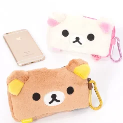 Rilakkuma Face Plush Smartphone Pouches