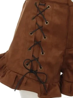 Swankiss Lace-Up Ruffled Hem Shorts