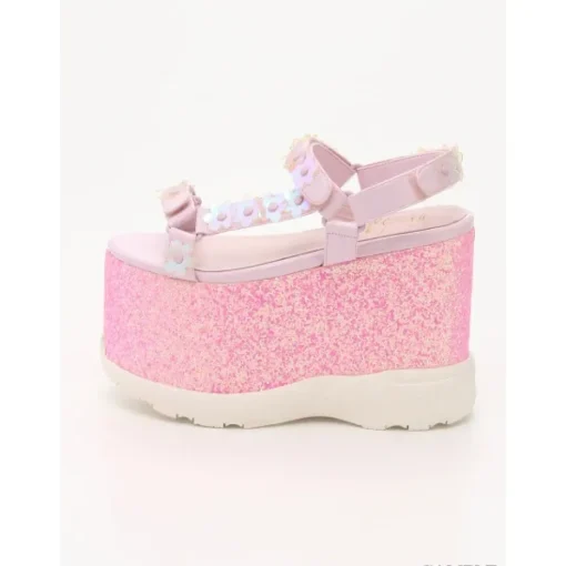 Swankiss Lamé Flower Sandals