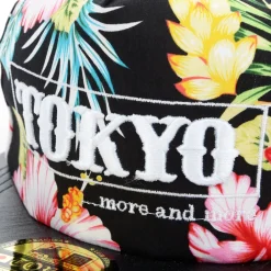 Tokyo Flower Pattern Flat Bill Hat